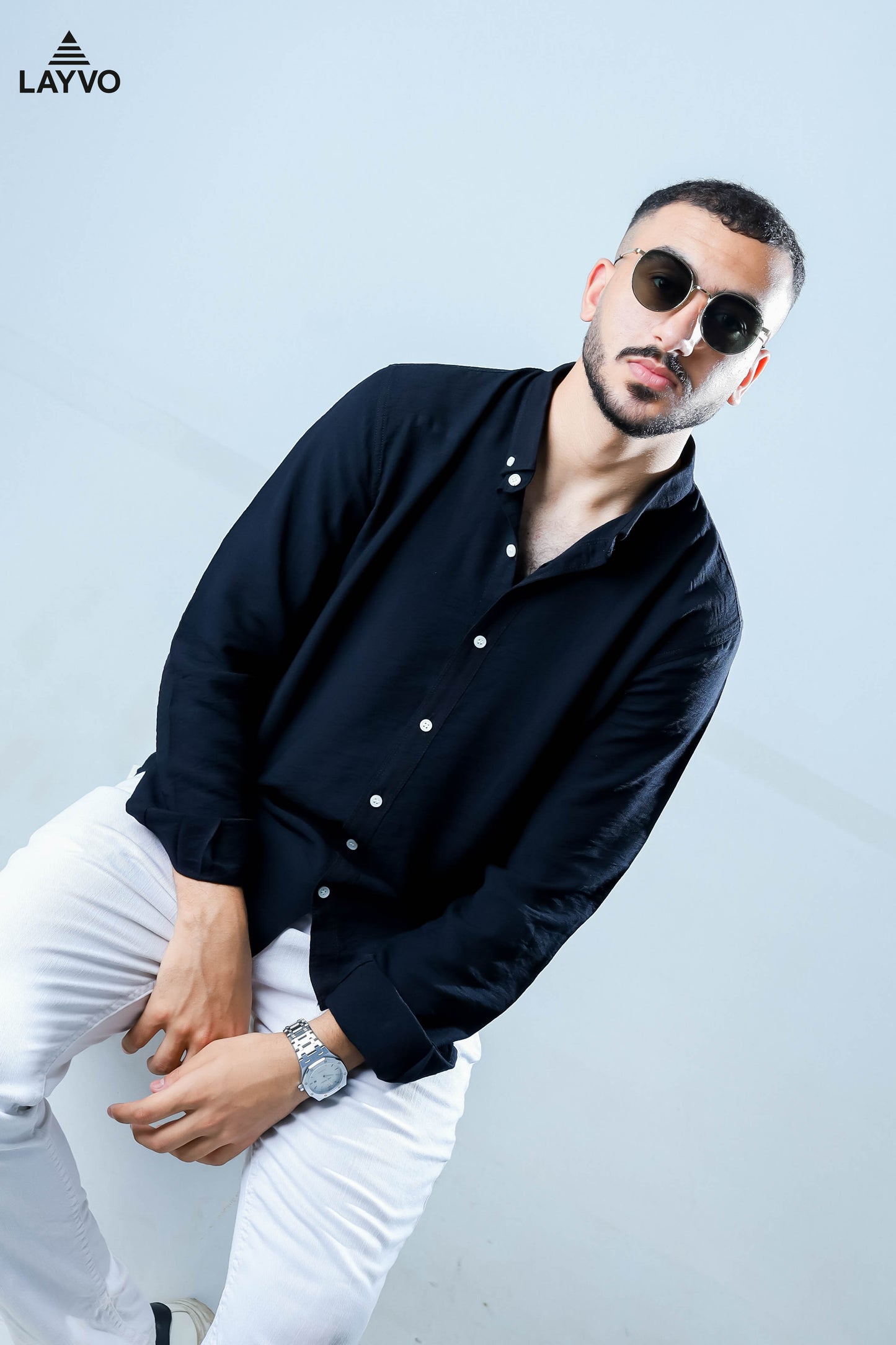 Black linen shirt