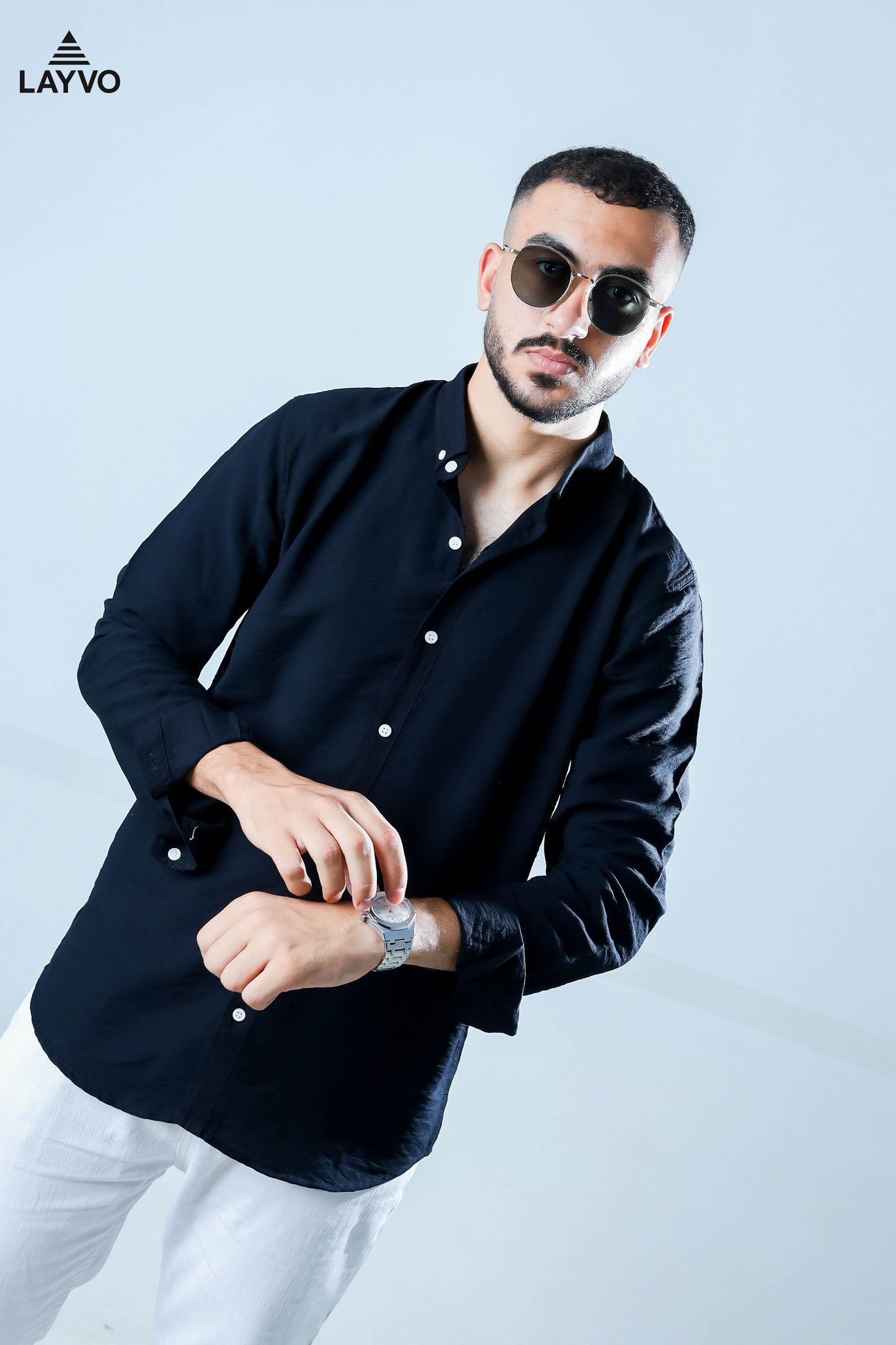Black linen shirt