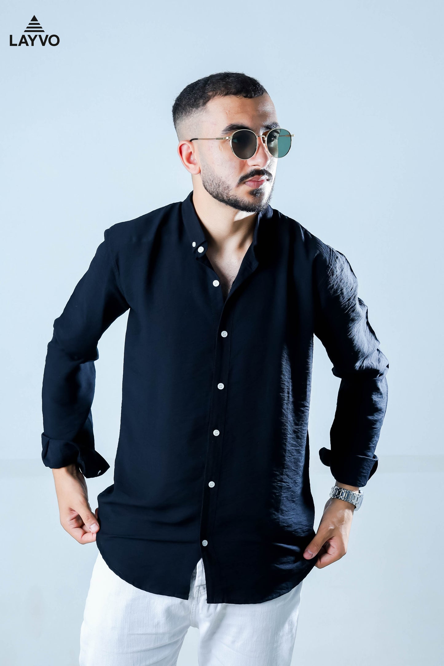 Black linen shirt