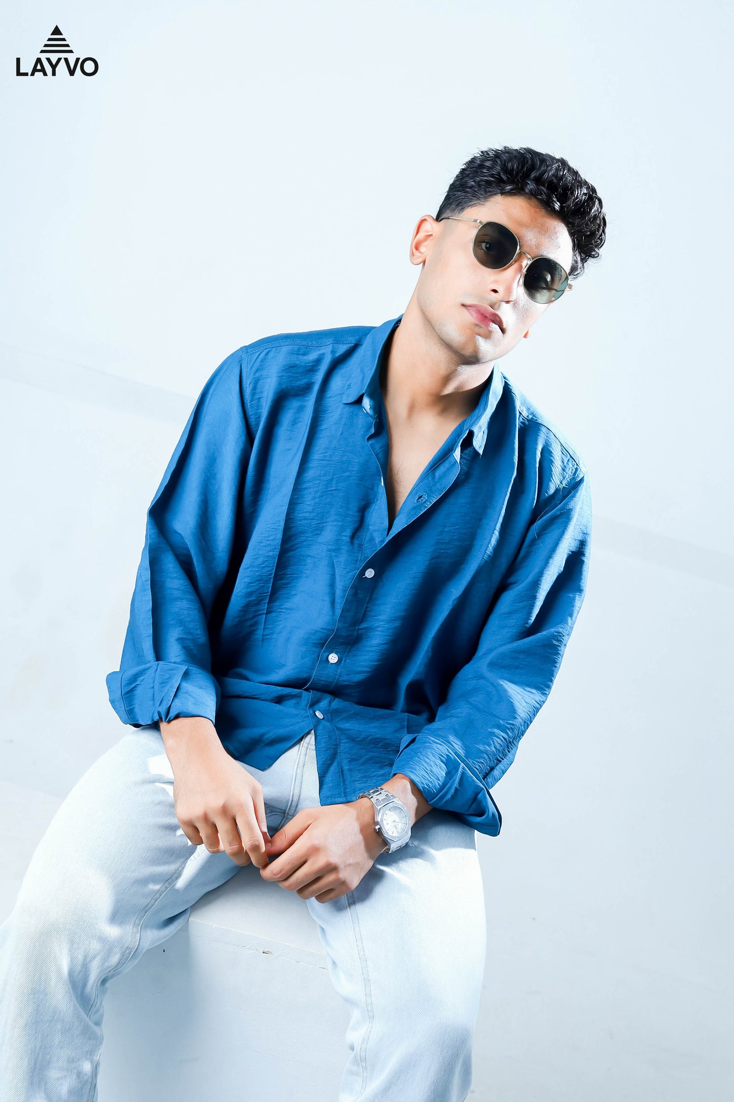 Petroleum linen shirt