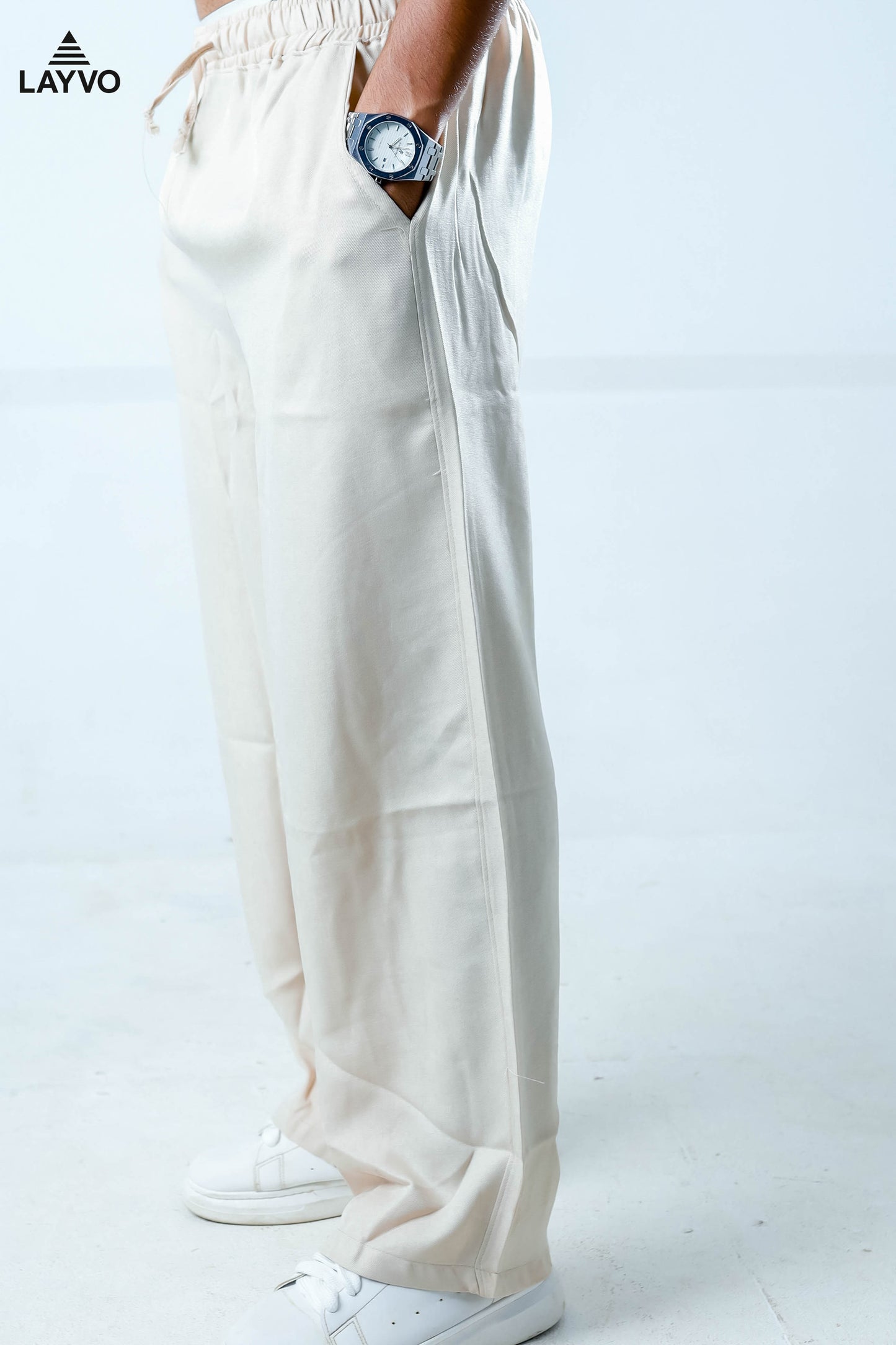 Beige linen pants