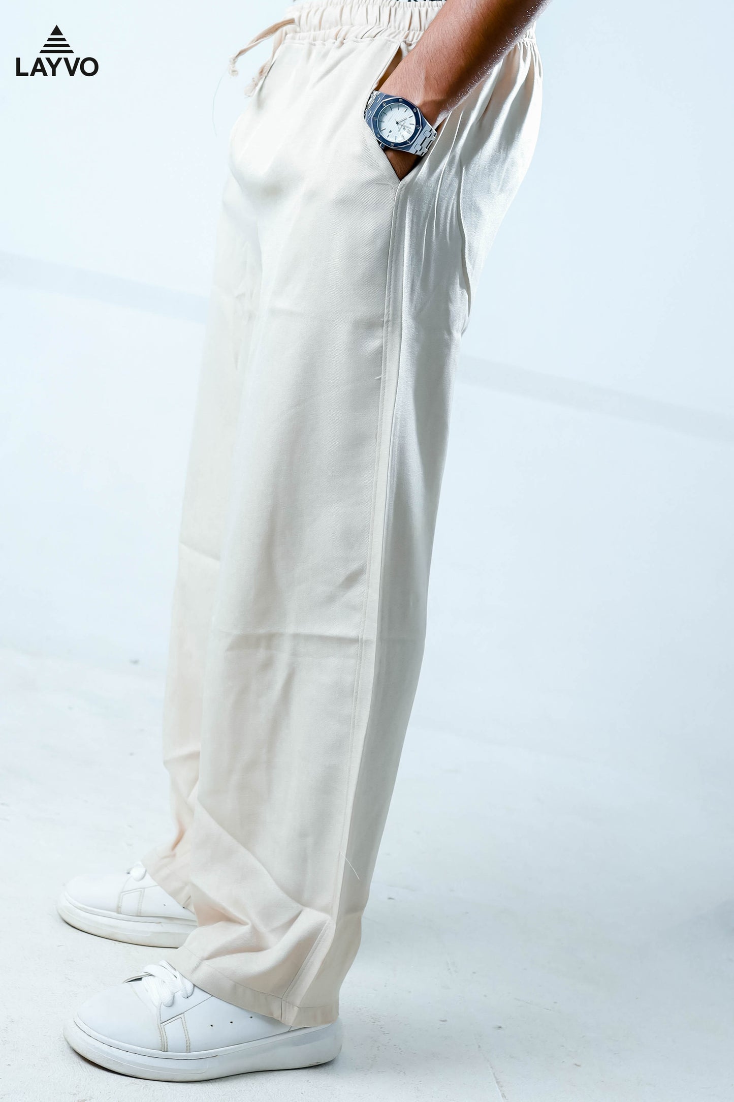 Beige linen pants