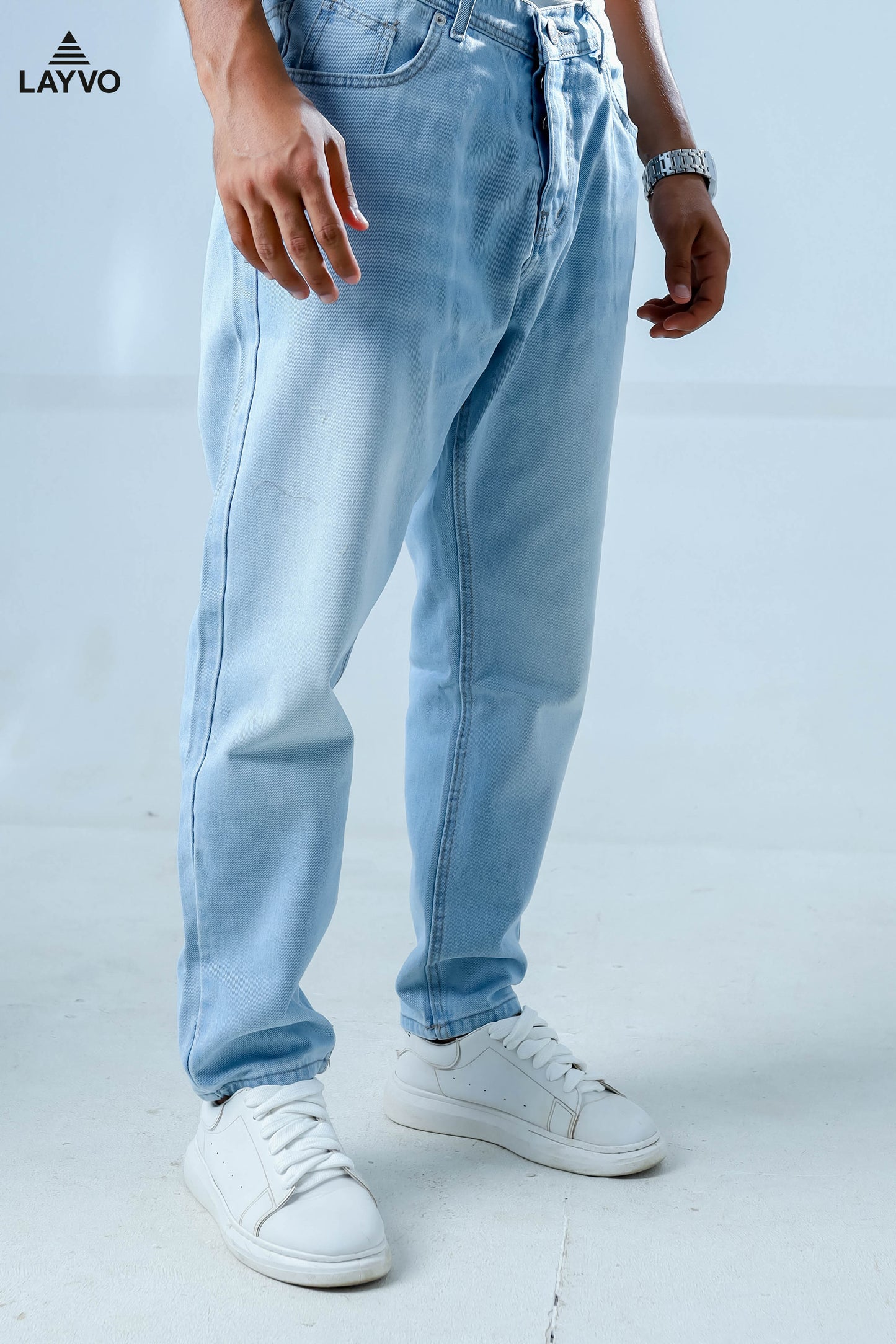 Ice blue relaxed leg jeans