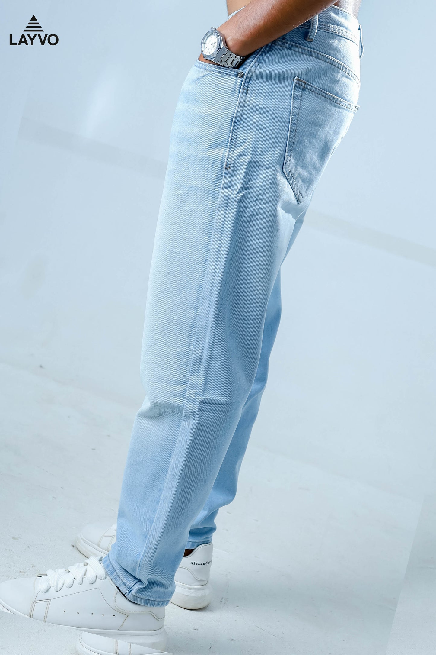 Ice blue relaxed leg jeans