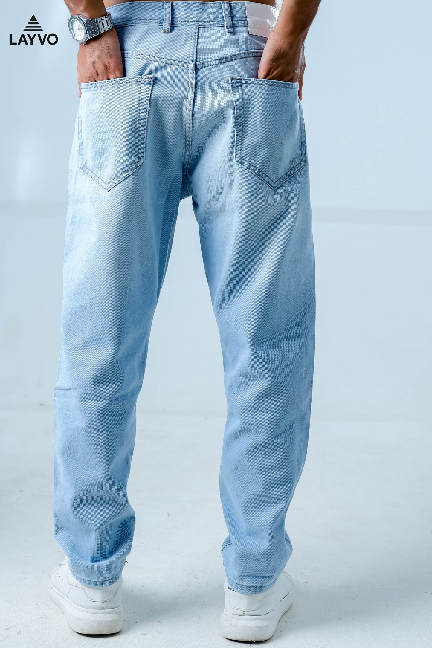 Ice blue relaxed leg jeans